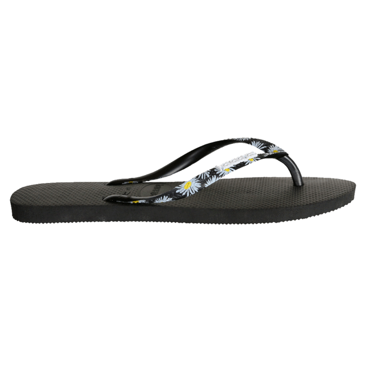 HAVAIANAS Slim Print Strap Daisy Black/Silver Female Thongs