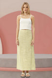 AFENDS Womens Darcy - Check Maxi Skirt - Lemongrass Check