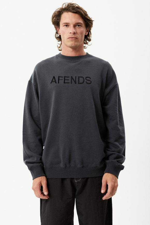 AFENDS Mens Disguise - Recycled Crew Neck Jumper - Charcoal
