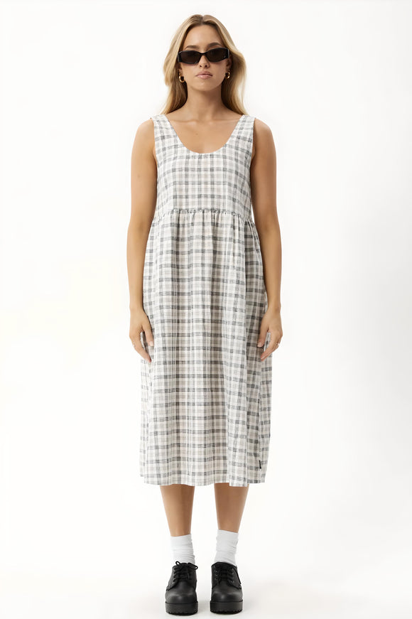 AFENDS Womens Leo - Seersucker Check Midi Dress - Black/White, WOMENS DRESSES, AFENDS, Elwood 101