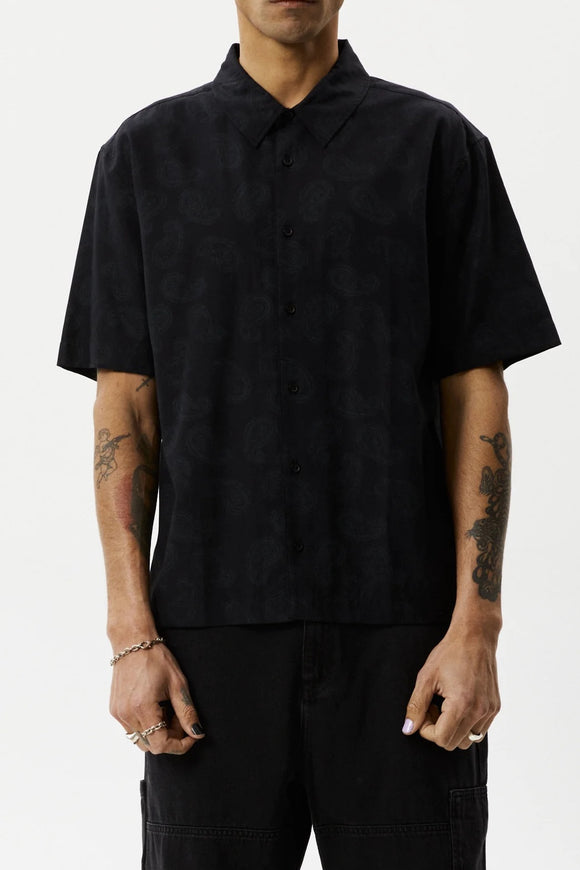 AFENDS Mens Tradition - Paisley Short Sleeve Shirt - Black