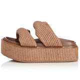 ALIAS MAE Womens Yvette Chunky Flatform Sandals - Pecan Raffia, WOMENS SHOES, ALIAS MAE, Elwood 101