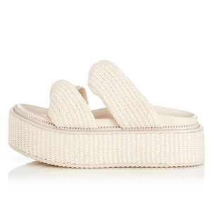 ALIAS MAE Womens Yvette Chunky Flatform Sandals - Bone Raffia