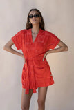 ARAMINTA JAMES Womens Seaside Terry Kimono Dress - Lobster Red