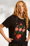 AUGUSTE THE LABEL Womens Fallen Hearts Classic Tee Washed Black