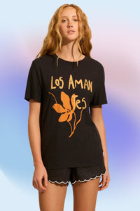 AUGUSTE THE LABEL Womens Spanish Lovers Classic Tee - Washed Black