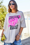 HAMMILL & CO Womens Mexican Fiesta Oversized Tee - Natural Marle