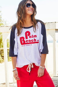 HAMMILL & CO Womens Retro Style Palm Beach Tee - White Navy