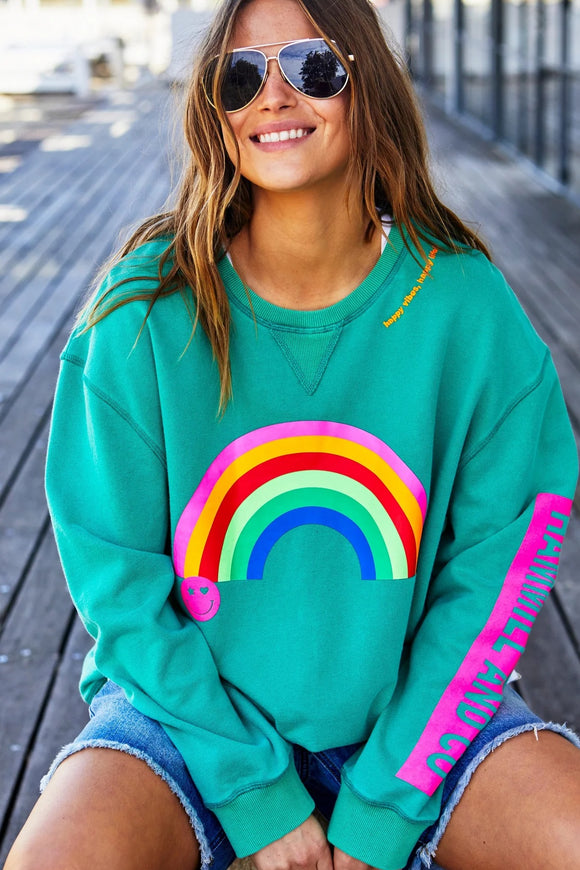 HAMMILL & CO Womens Vintage Rainbow Sweat - Jade