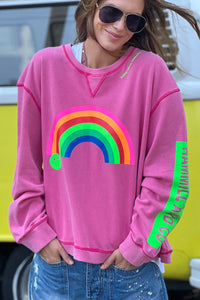 HAMMILL & CO Womens Vintage Rainbow Sweat - Washed Pink