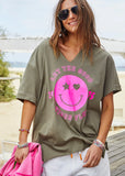 HAMMILL & CO Womens Smily Khaki V- Neck Tee