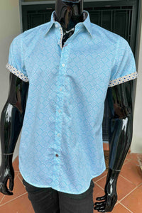 JOHN LENNON Mens Newton Short Sleeve Shirt - Turquoise, MENS SHIRTS, JOHN LENNON, Elwood 101