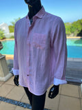 JOHN LENNON Mens Spotland Linen Long Sleeve Shirt Pink