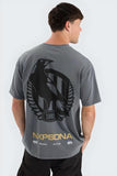 NENA & PASADENA  AFL Mens Collingwood Magpies Box Fit Tee Shirt - Pigment Charcoal