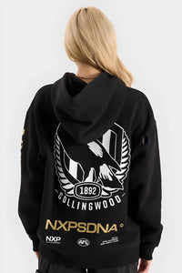 NENA & PASADENA  AFL Mens Collingwood Magpies Relaxed  Hoodie - Jet Black