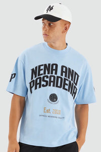 NENA & PASADENA Mens Members Loopback Street Tee Shirt - Placid Blue, MENS TEE SHIRTS, NENA PASADENA, Elwood 101