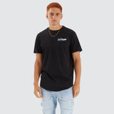 NENA & PASADENA Mens Chain Dual Curved Hem Tee Shirt - Jet Black