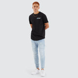 NENA & PASADENA Mens Chain Dual Curved Hem Tee Shirt - Jet Black