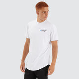 NENA & PASADENA Mens Chain Dual Curved Hem Tee Shirt - Optical White