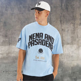 NENA & PASADENA Mens Members Loopback Street Tee Shirt - Placid Blue