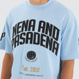 NENA & PASADENA Mens Members Loopback Street Tee Shirt - Placid Blue