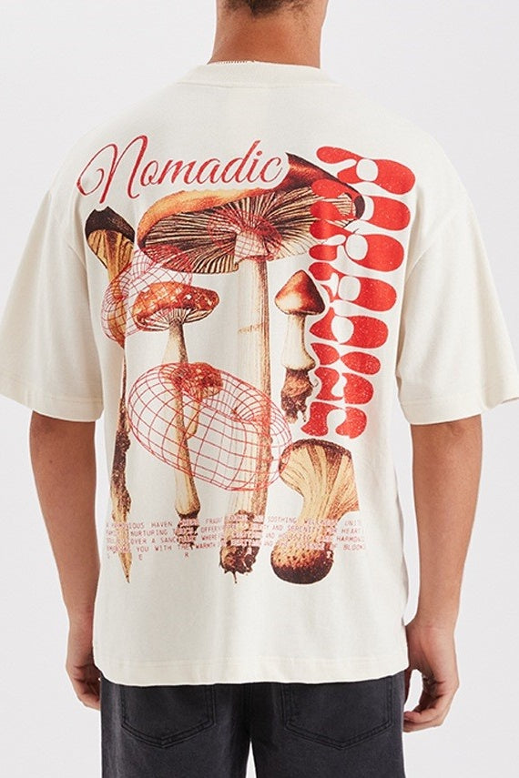 NOMADIC PARADISE Mens Trip Street Tee Shirt - Unbleached, MENS TEE SHIRTS, NOMADIC PARADISE, Elwood 101