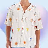 NOMADIC PARADISE Mens Collector Cropped Resort Short Sleeve Shirt - Mushies