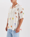 NOMADIC PARADISE Mens Collector Cropped Resort Short Sleeve Shirt - Mushies