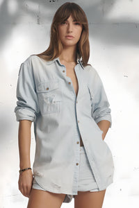 ONE TEASPOON Womens Classic Everyday Chambray Denim Shirt - Classic