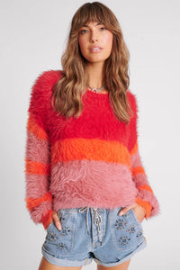 ONE TEASPOON Womens Fluffy Colour Block Sweater - Sunset, WOMENS KNITS & SWEATERS, OneTeaspoon, Elwood 101