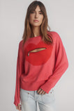 ONE TEASPOON Womens Lips Of Love Zip Front Valentines Sweater - Pink