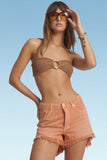 ONE TEASPOON Womens Malta Bonitas High Waist Denim Shorts - Orange