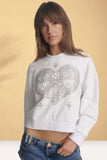 ONE TEASPOON Womens Studded Heart Cropped Sweater - White