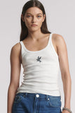 ONE TEASPOON Womens White One Teaspoon Rib Singlet - White, WOMENS TEES & TANKS, OneTeaspoon, Elwood 101