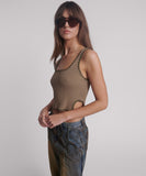 ONE TEASPOON Womens Knitted Scallop Tank - Khaki