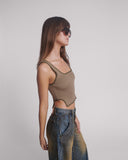 ONE TEASPOON Womens Knitted Scallop Tank - Khaki