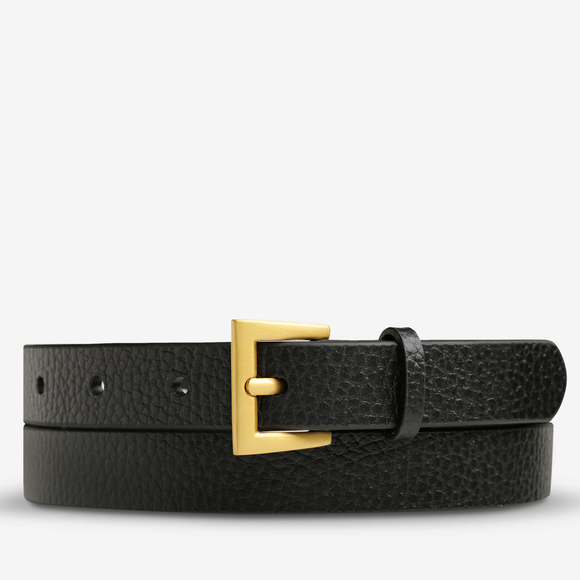 STATUS ANXIETY Womens Part Of Me Leather Belt - Black/ Gold, WOMENS BELTS, STATUS ANXIETY, Elwood 101