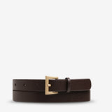 STATUS ANXIETY Womens Part Of Me Leather Belt - Choc/ Gold, WOMENS BELTS, STATUS ANXIETY, Elwood 101