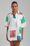 SUMMI SUMMI Womens Linen Big Shirt - Montage White