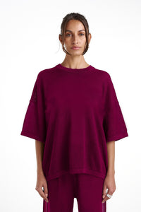 SUMMI SUMMI Womens Linen Knit Tee - Plum, WOMENS TEES & TANKS, SUMMI SUMMI, Elwood 101