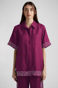 SUMMI SUMMI Womens Sig Linen Shirt - Plum