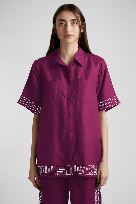 SUMMI SUMMI Womens Sig Linen Shirt - Plum, WOMENS TOPS & SHIRTS, SUMMI SUMMI, Elwood 101