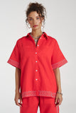 SUMMI SUMMI Womens Sig Linen Shirt - Scarlet Summi