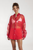 SUMMI SUMMI Womens Silk Organza Mercurio Shirt - Scarlet