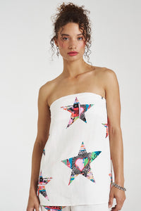 SUMMI SUMMI Womens Strapless Shift Linen Top - Star X Lovers