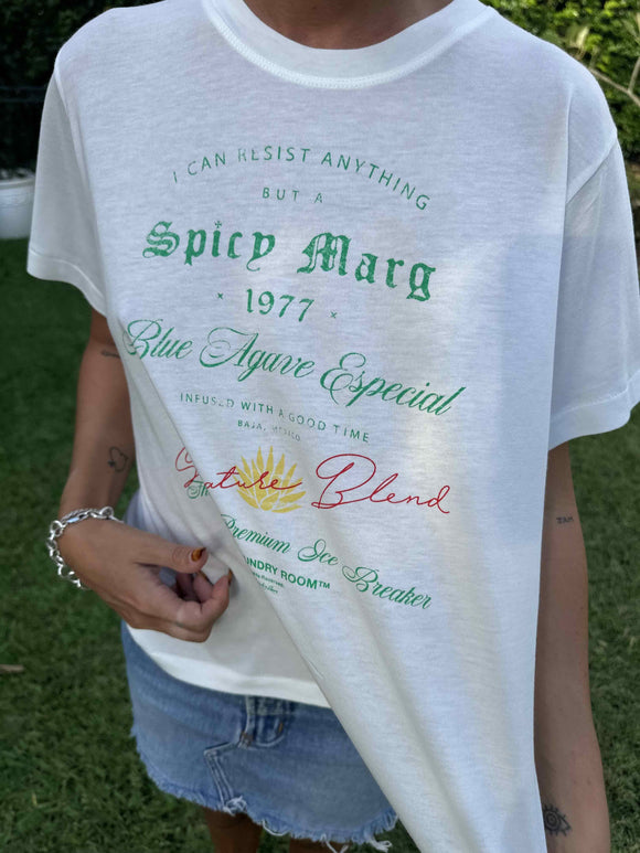 THE LAUNDRY ROOM Womens Can't Resist A Spicy Marg Perfect Tee - White