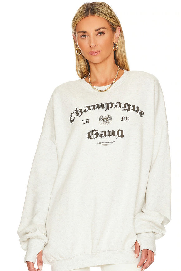 THE LAUNDRY ROOM Womens Champagne Gang Hideout Hooded Jumper - Pebble Heather