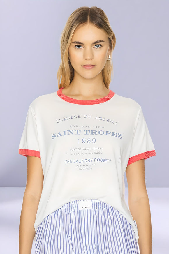 THE LAUNDRY ROOM Womens Saint Tropez Tee - White/Red, WOMENS TEES & TANKS, THE LAUNDRY ROOM, Elwood 101