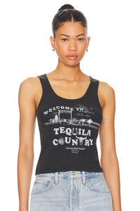 THE LAUNDRY ROOM Womens Tequila Country Rib Tank - Black Snow