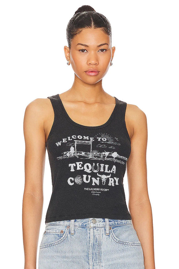 THE LAUNDRY ROOM Womens Tequila Country Rib Tank - Black Snow, WOMENS TEES & TANKS, THE LAUNDRY ROOM, Elwood 101